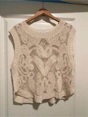 And Now This Cream Crochet Knit Sleeveless Tank